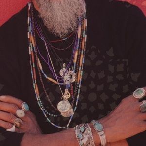 Vintage-Native-Gemstones and Carved Bone Necklace